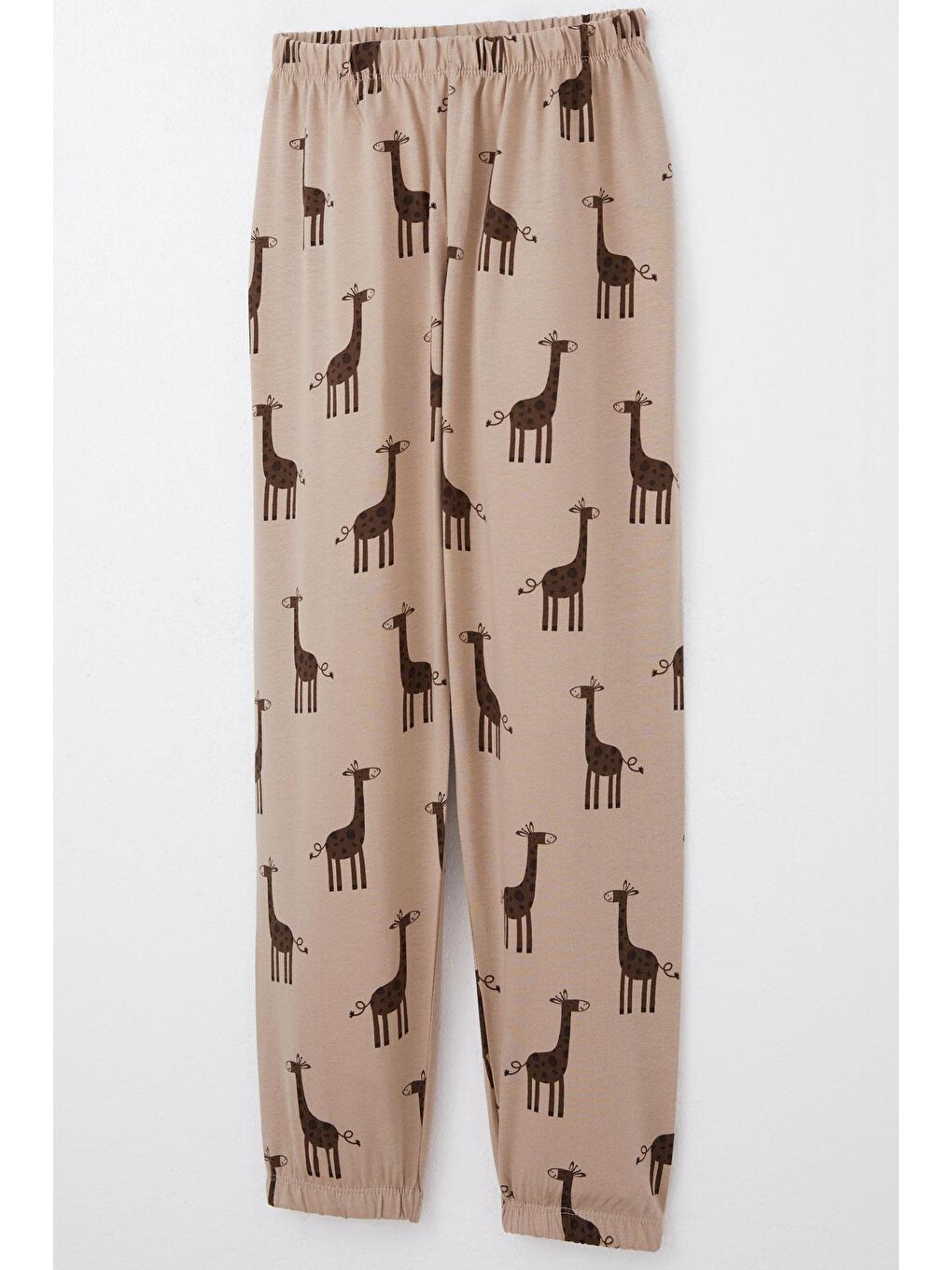 Erkek Çocuk Pijama Takımı Sevimli Zürafa Desenli Açık Kahverengi (6 Yaş)-6
