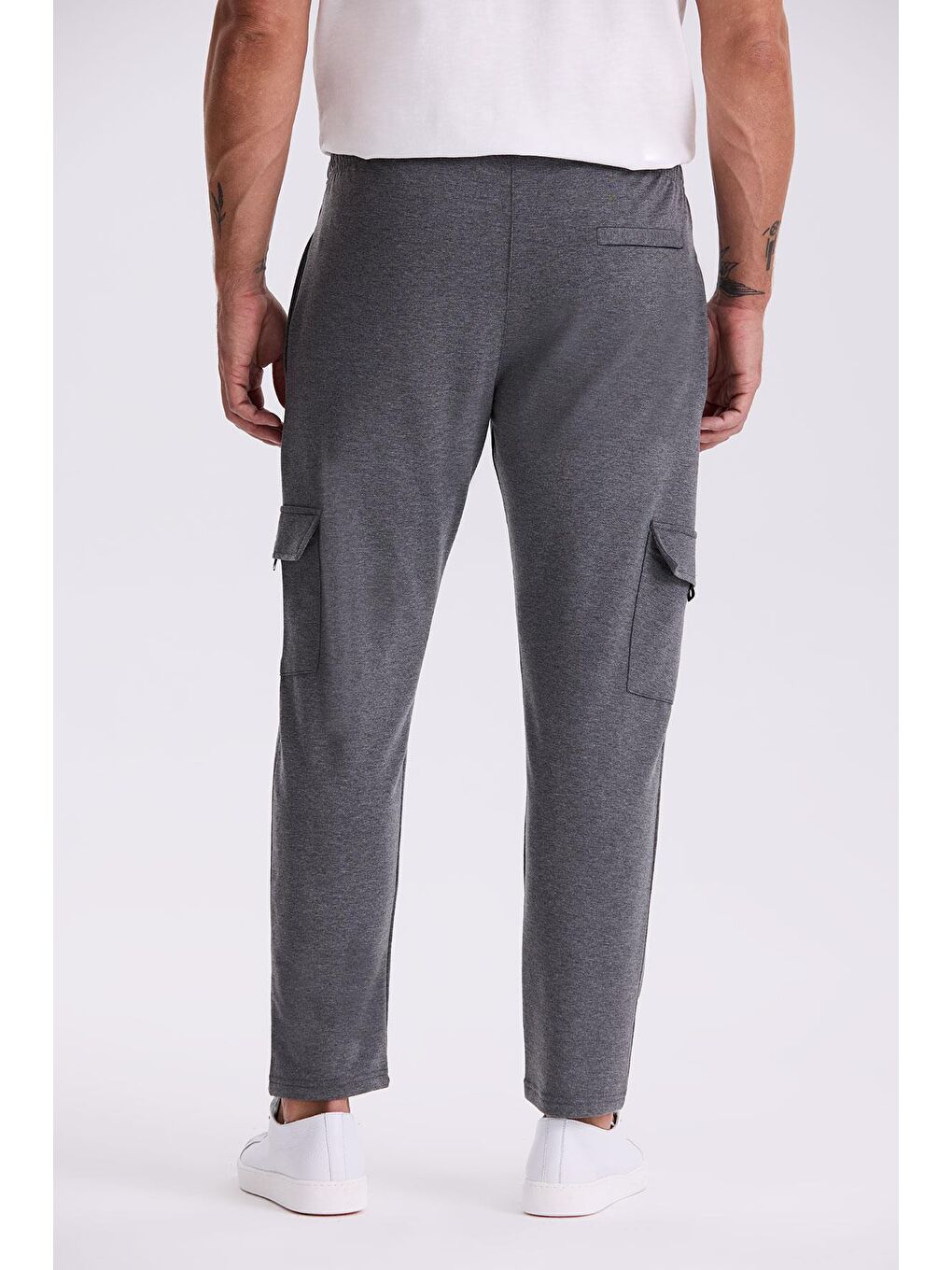 Antrasit Slim Fit Cepli Pamuklu Elastanlı Eşofman Altı-2