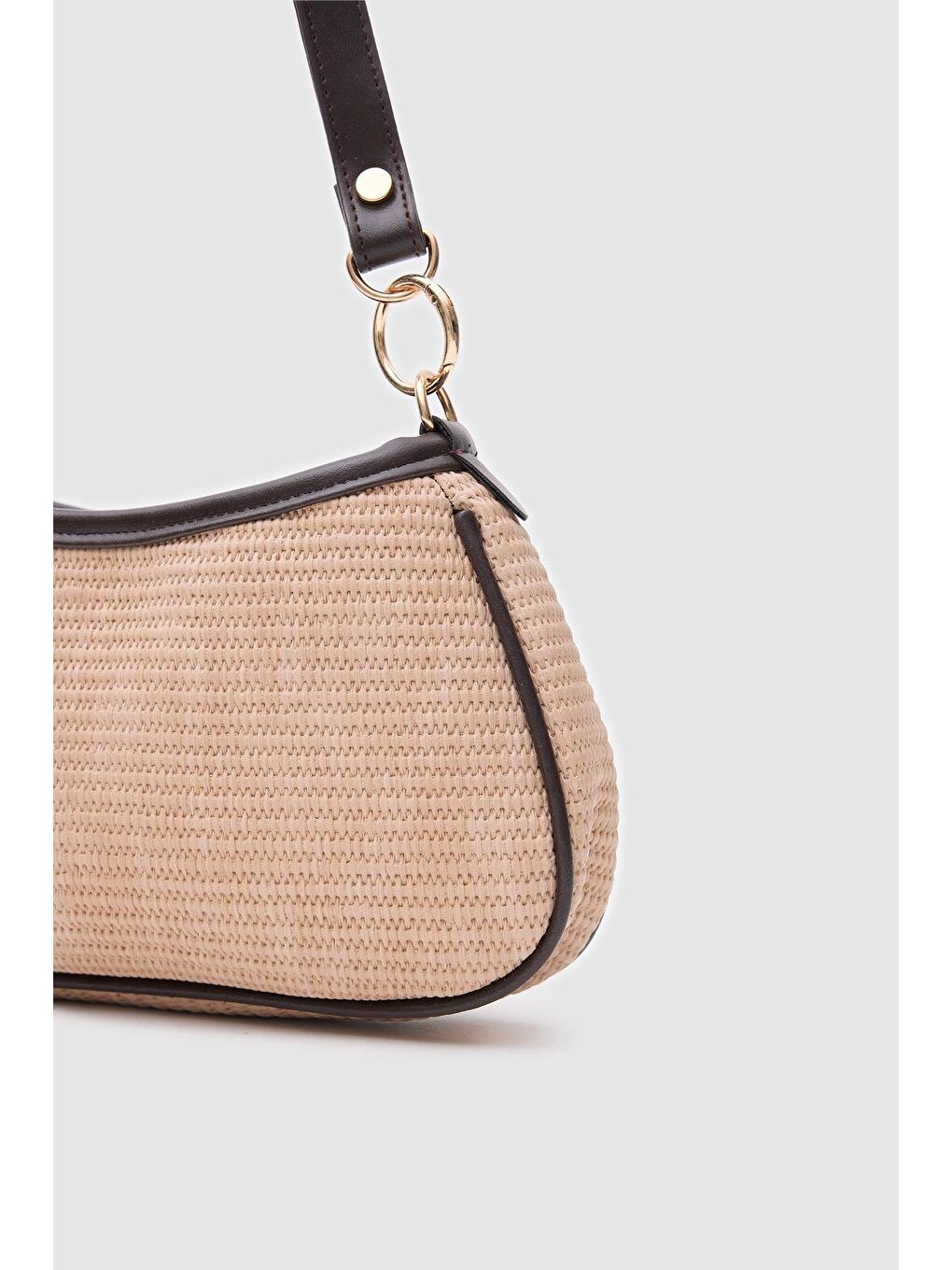 Kahverengi Farme Hasır Baget Çanta Acı Kahve-2