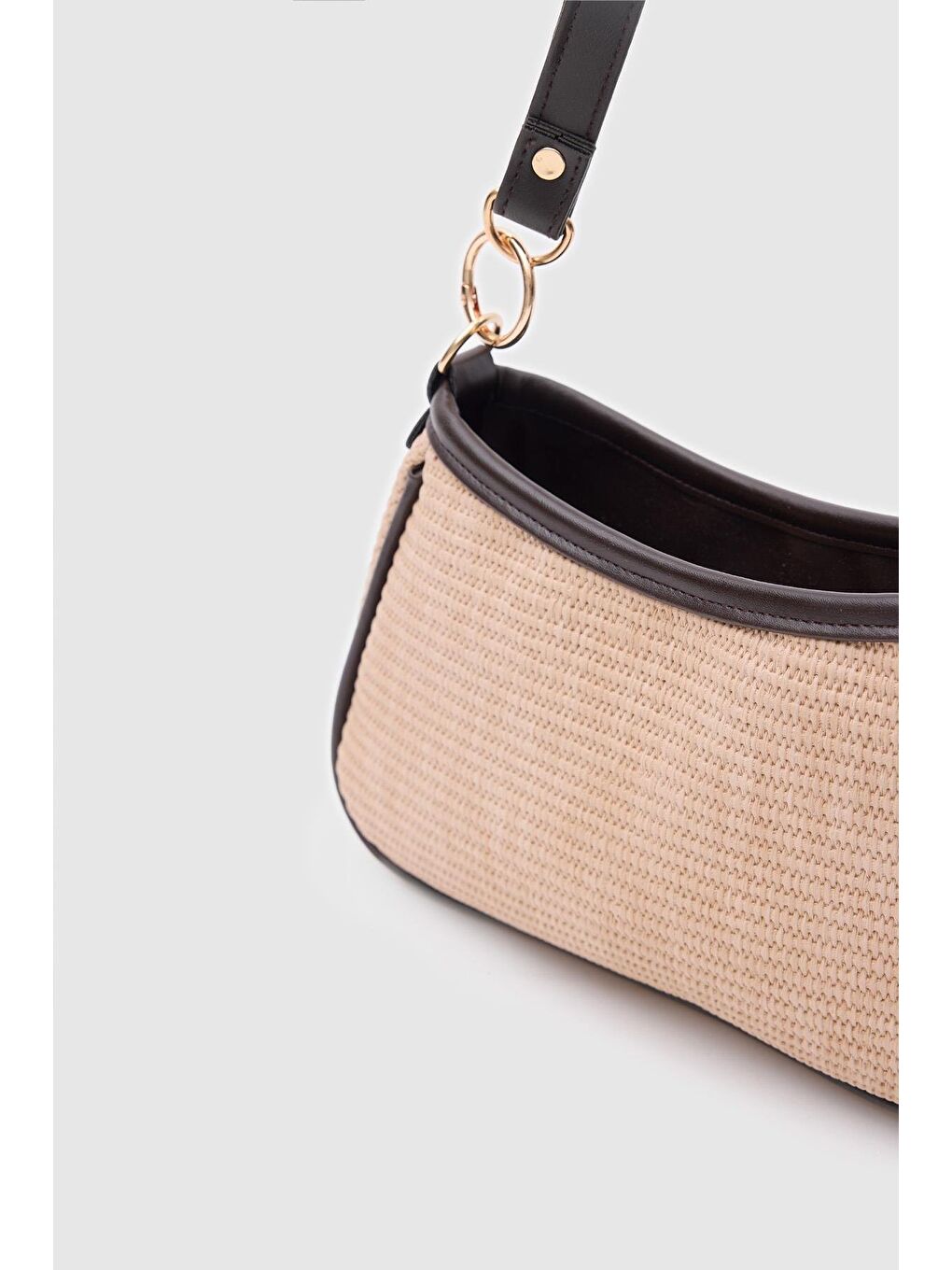 Kahverengi Farme Hasır Baget Çanta Acı Kahve-3