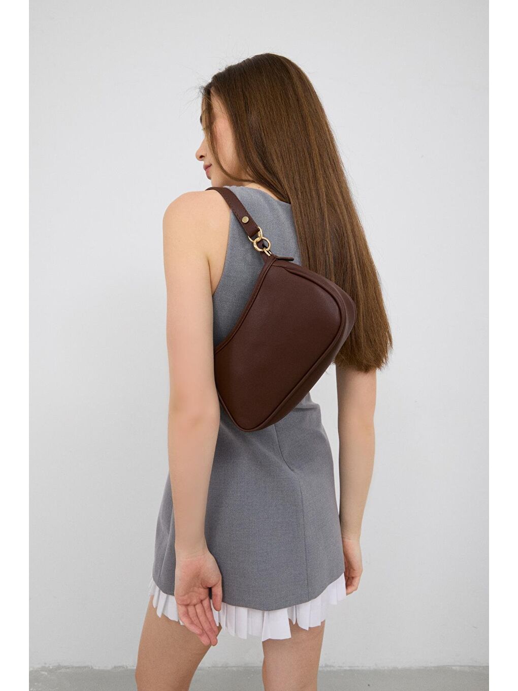 Farme Deri Baget Çanta Kahverengi-1