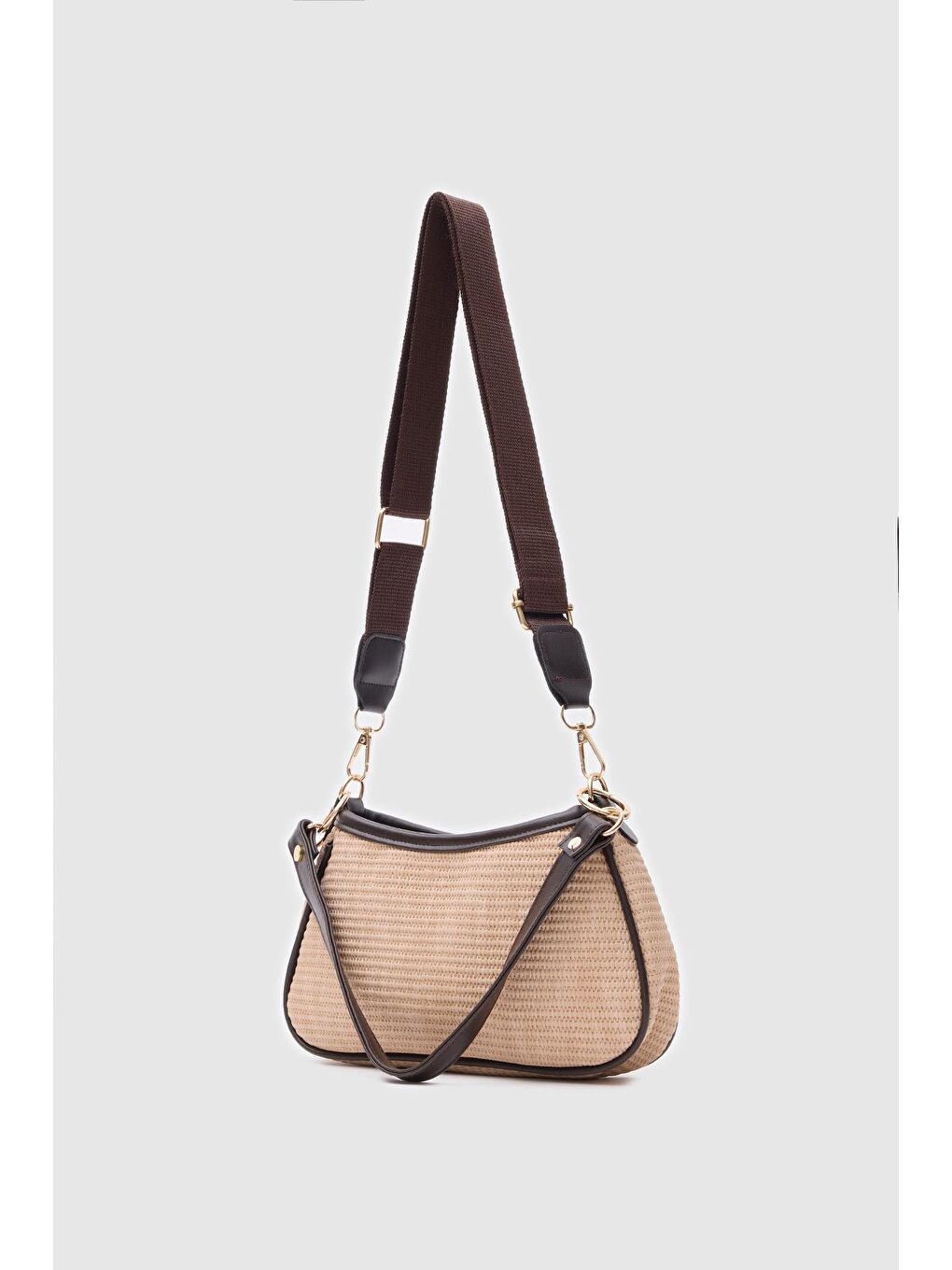 Kahverengi Farme Hasır Baget Çanta Acı Kahve-4