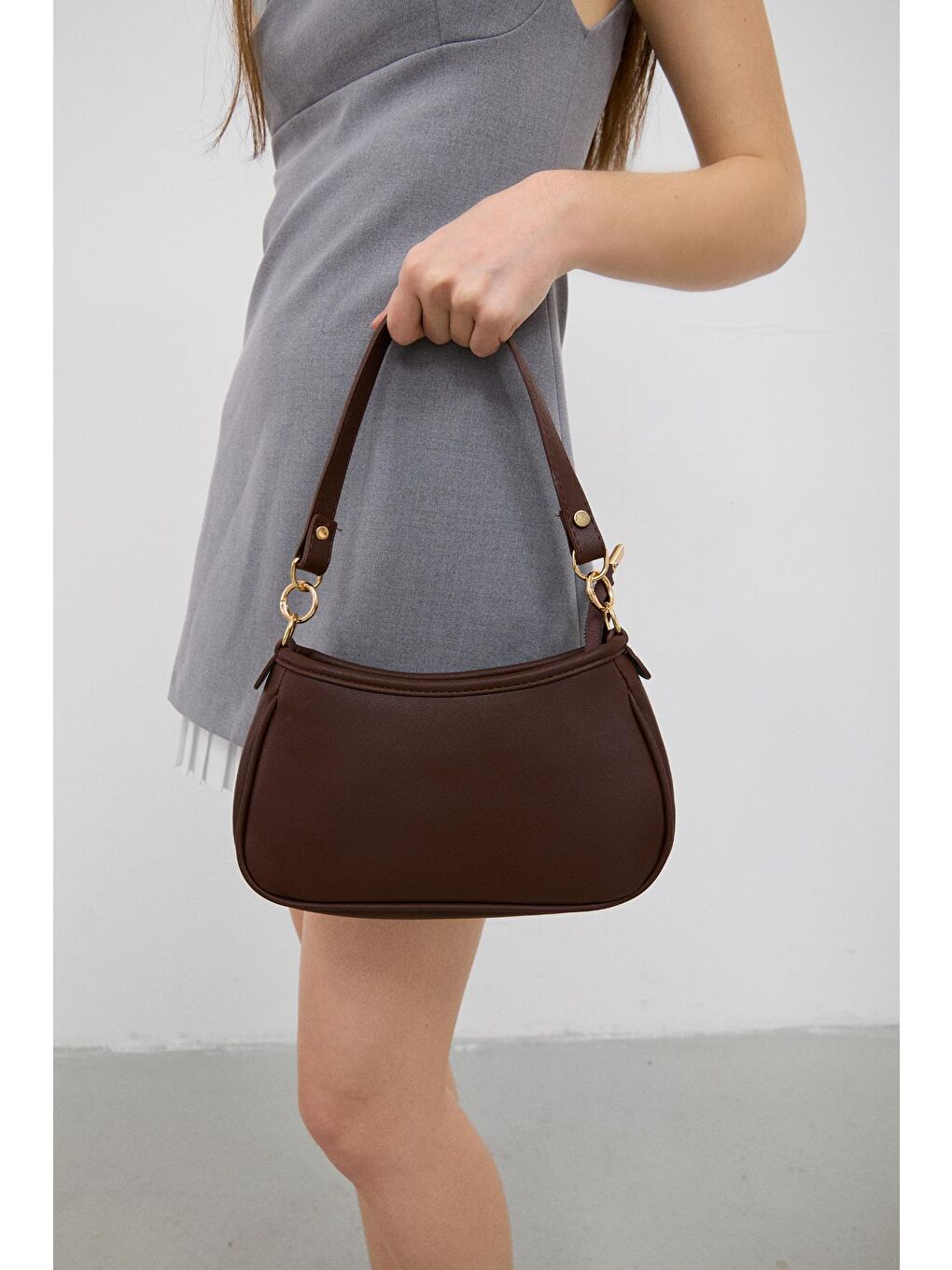 Farme Deri Baget Çanta Kahverengi-2