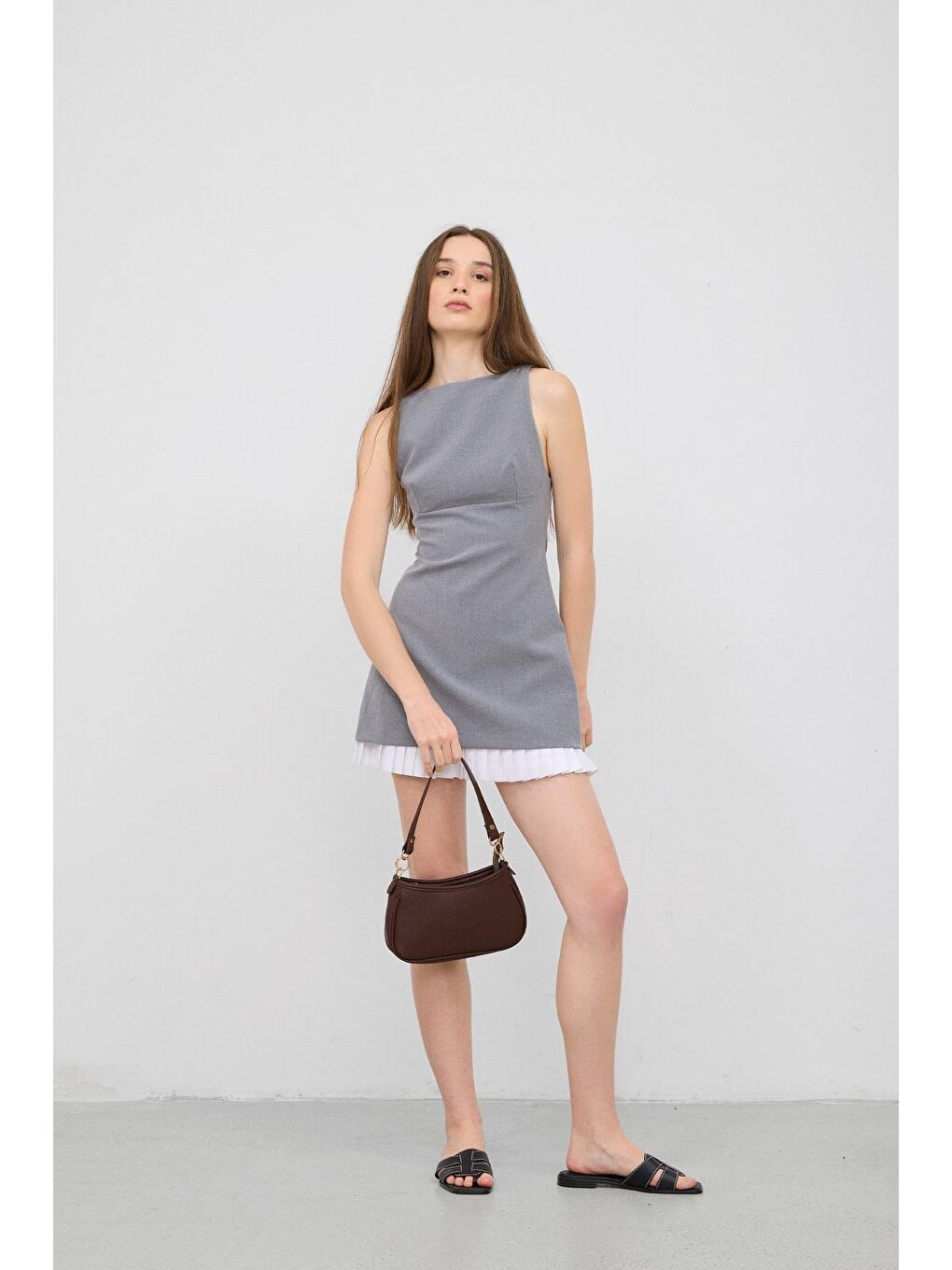 Farme Deri Baget Çanta Kahverengi-3