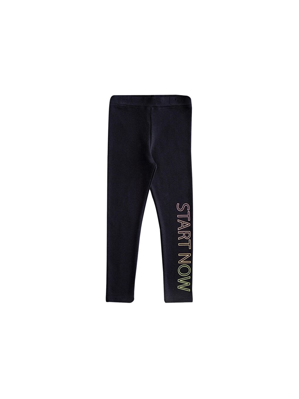 Siyah Kız Çocuk Start Now Baskılı Şardonlu Tayt