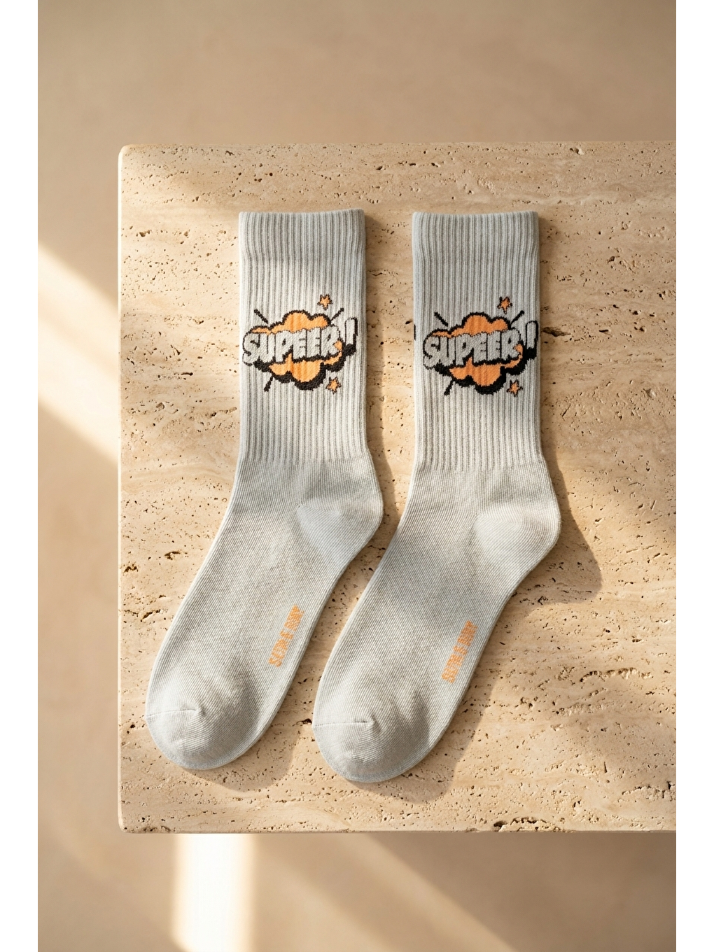 Unisex Desenli Mavi Soket Çorap-2