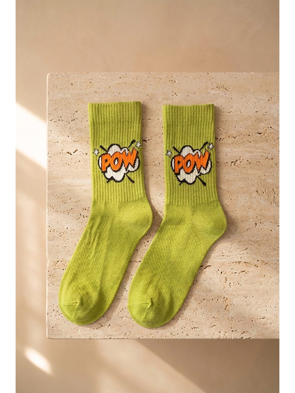 Unisex Desenli Yeşil Soket Çorap-2