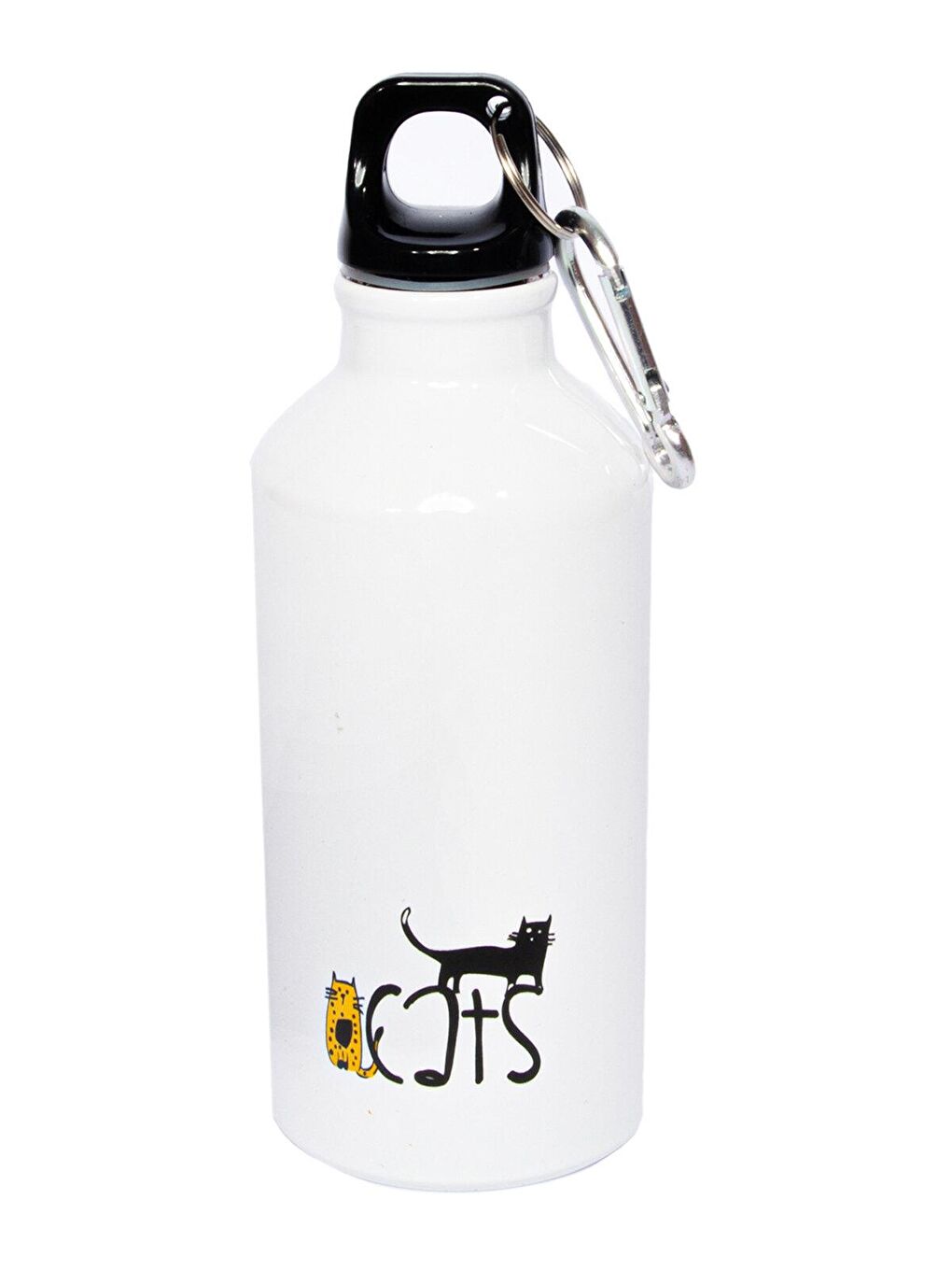 Biggdesign Beyaz Cats Karabinerli Alüminyum Matara 400 Ml - 1