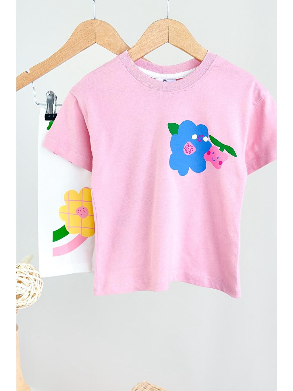 Kız Çocuk Pamuklu Pembe Baskılı T-Shirt Ve Tayt Alt Üst Takım-2
