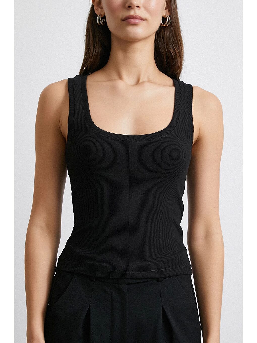 Önü Biyeli Atlet Siyah-4