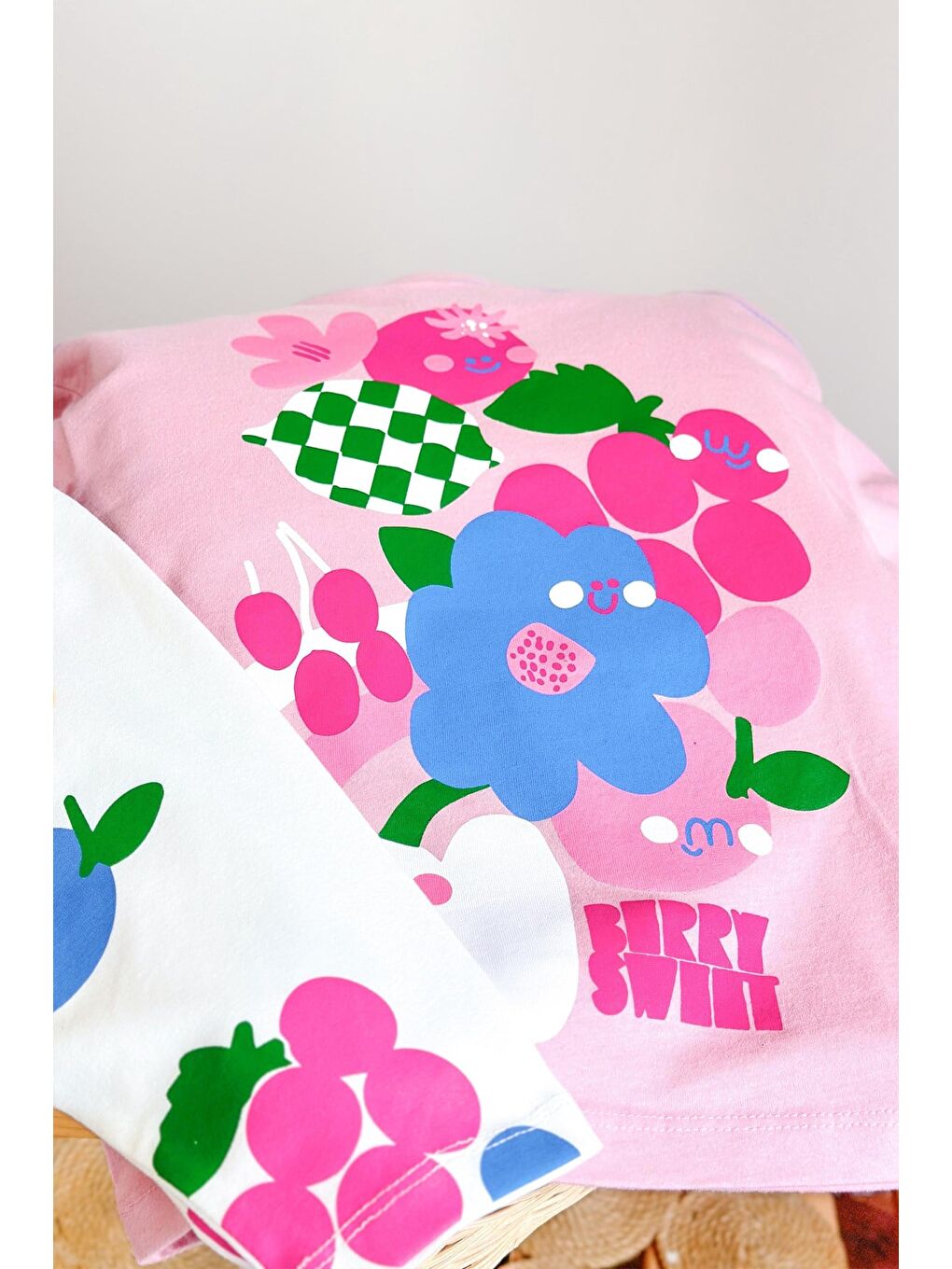 Kız Çocuk Pamuklu Pembe Baskılı T-Shirt Ve Tayt Alt Üst Takım-3