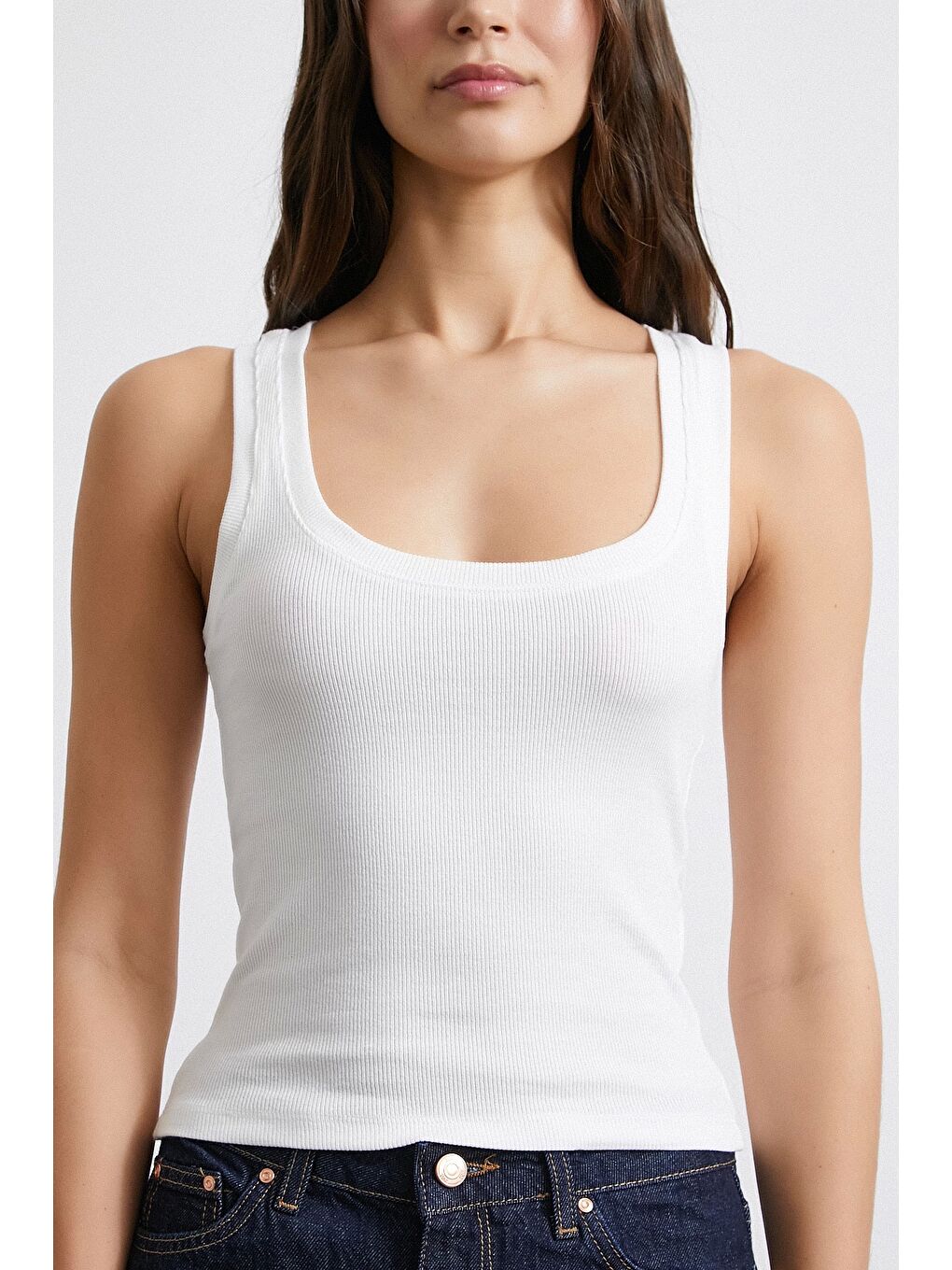 Önü Biyeli Atlet Beyaz-4