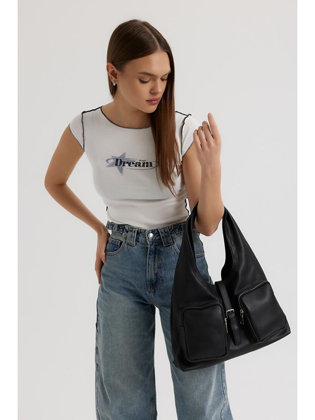 Estrada Cepli Omuz Çantası Siyah-4