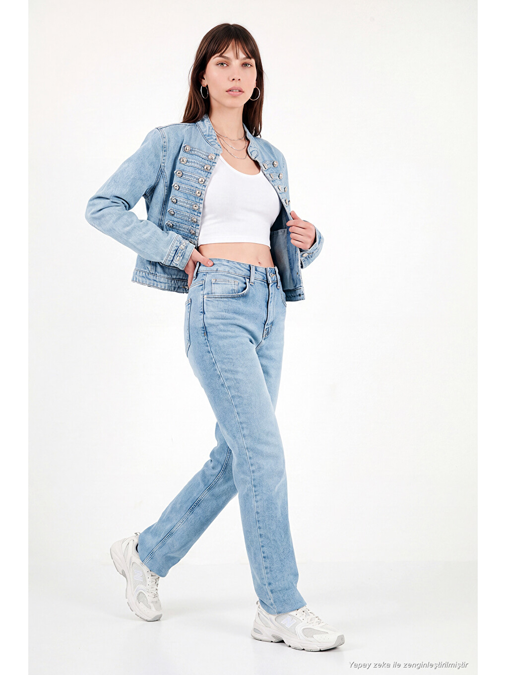 Mavi Pamuklu Yüksek Bel Düz Paça Jeans 7031007-1