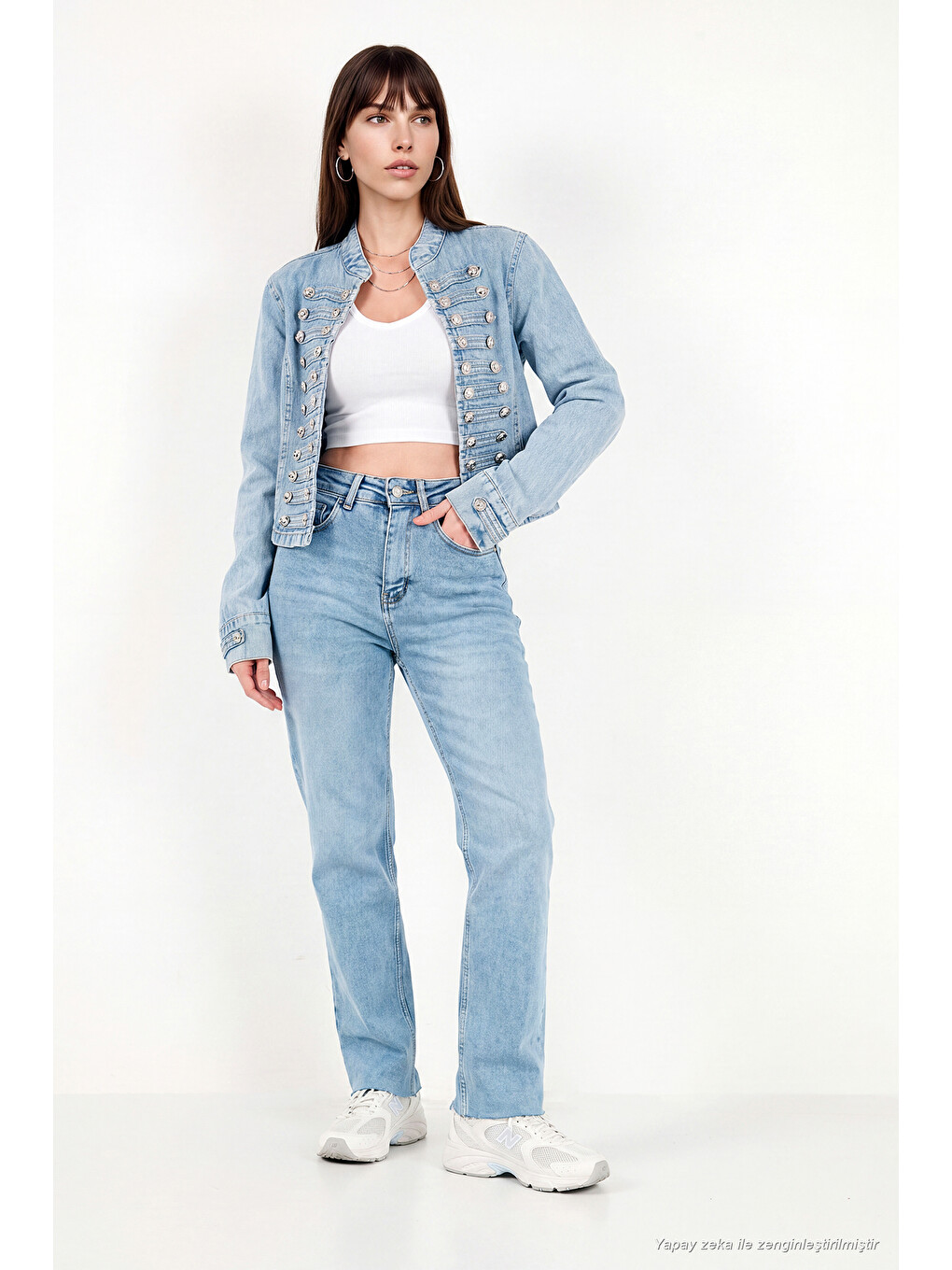 Mavi Pamuklu Yüksek Bel Düz Paça Jeans 7031007-2