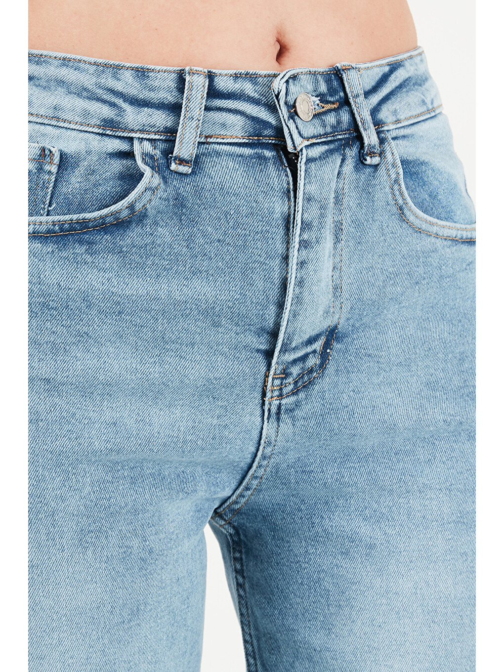 Mavi Pamuklu Yüksek Bel Düz Paça Jeans 7031007-5