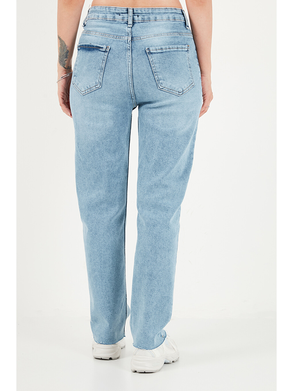 Mavi Pamuklu Yüksek Bel Düz Paça Jeans 7031007-6