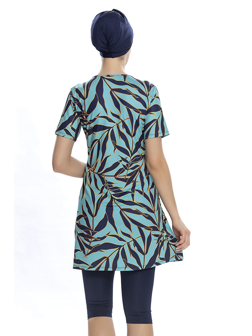 Kısa Kollu Yarı Kapalı Mayo 201-503 Lacivert-1