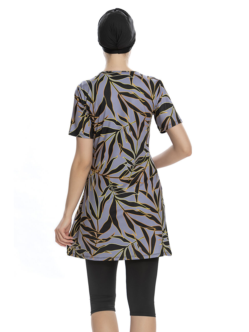 Kısa Kollu Yarı Kapalı Mayo 201-502 Siyah-1