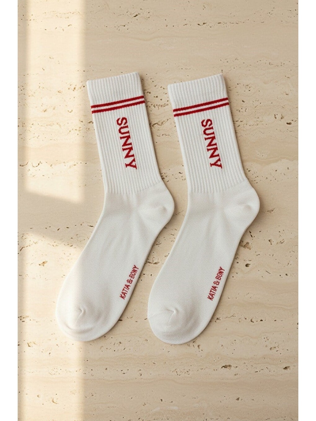 Kırmızı Unisex Sunny Yazılı Soket Çorap-2