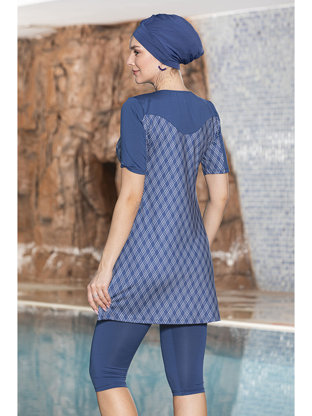 Kısa Kollu Yarı Kapalı Mayo 1159-183 İndigo-1