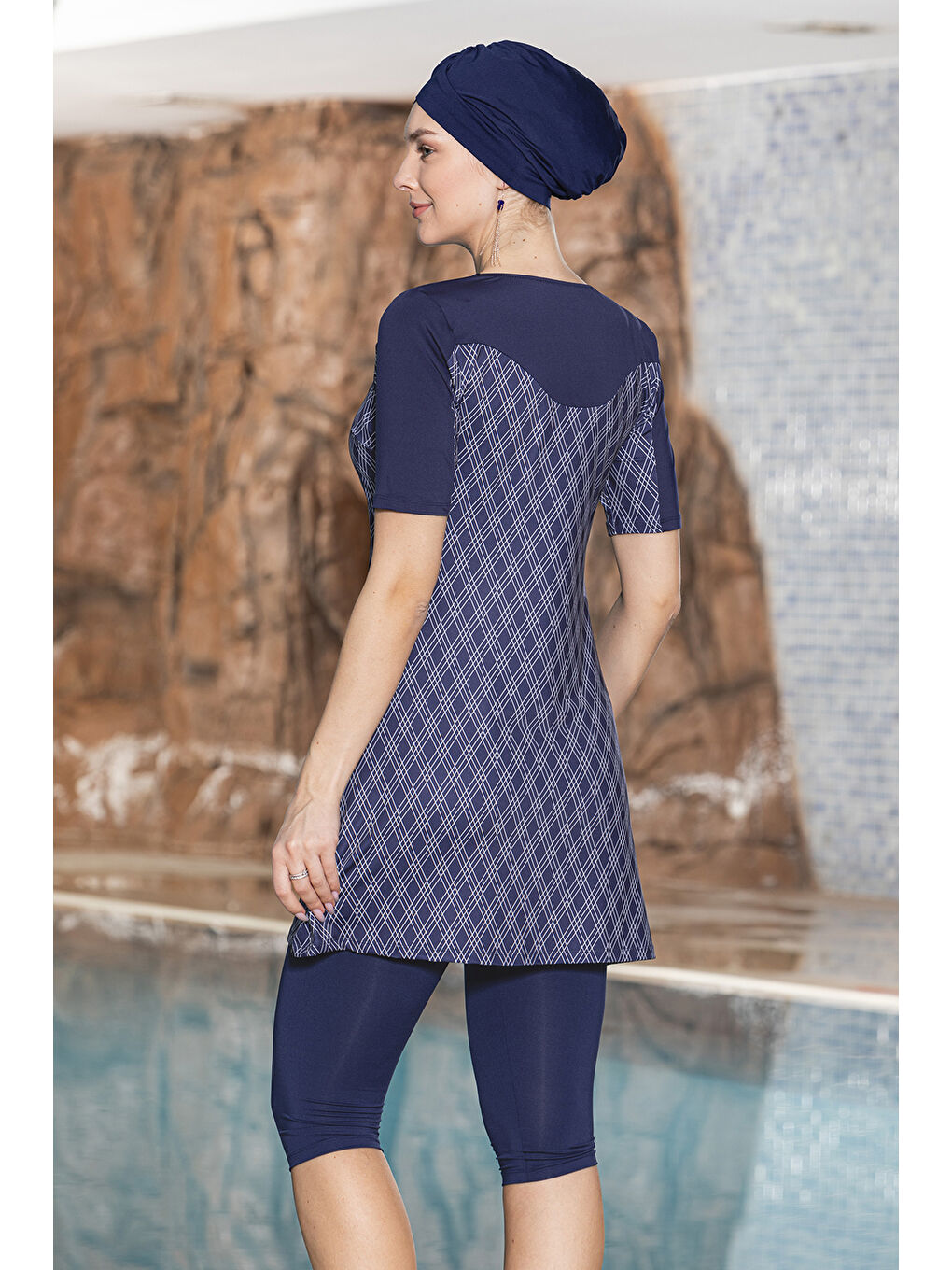 Kısa Kollu Yarı Kapalı Mayo 1159-185 Lacivert-1