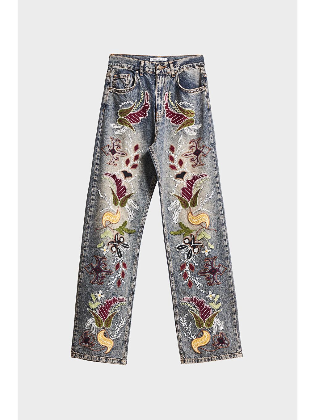 Mavi Kadın T.Kot Rengi 4w5-9 Loose Fit Egzotik Çiçek Nakışlı İç Boy 80cm Özel Tasarım Denim Jean-1