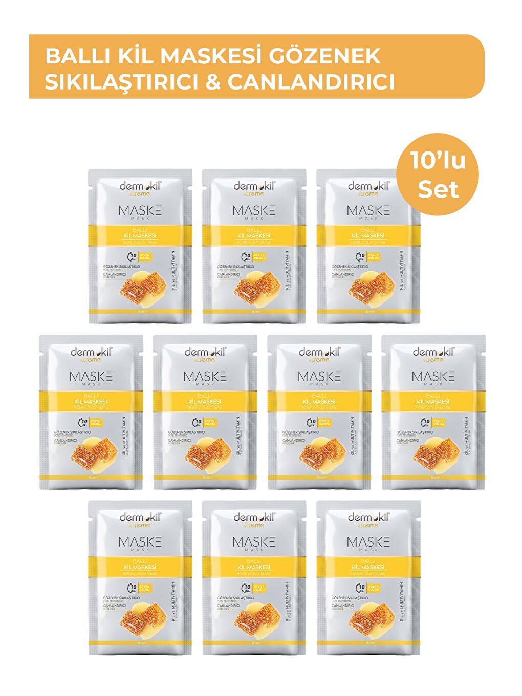 Gözenek Sıkılaştırıcı Ballı Kil Maskesi 15 ml x 10 Adet