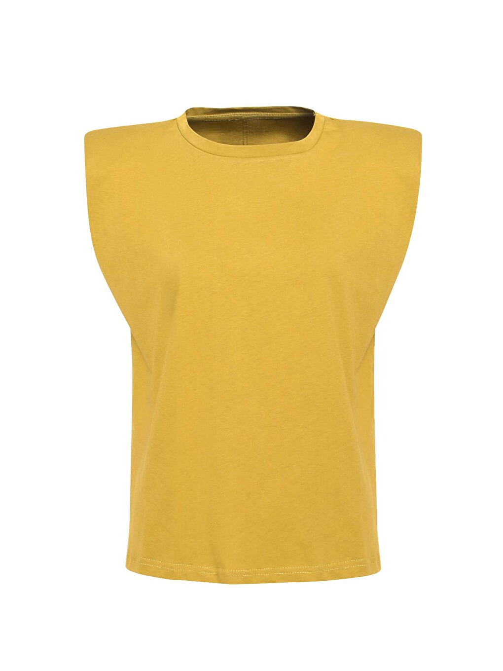 Yeşil Vatkalı Kolsuz Basic Tişört Olive-1