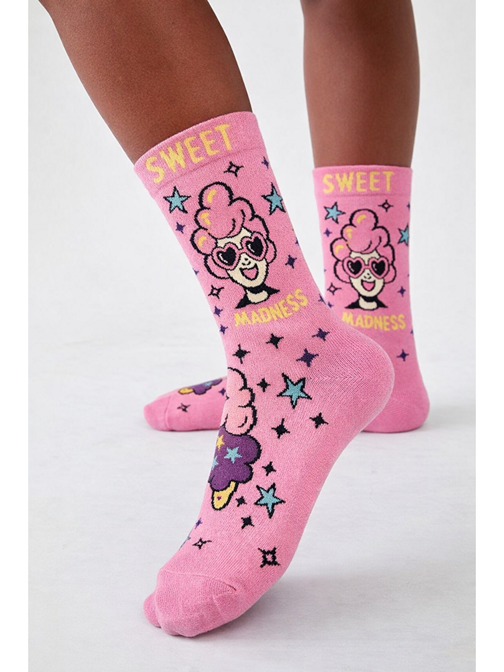 Unisex Desenli Soket Çorap Açık Pembe