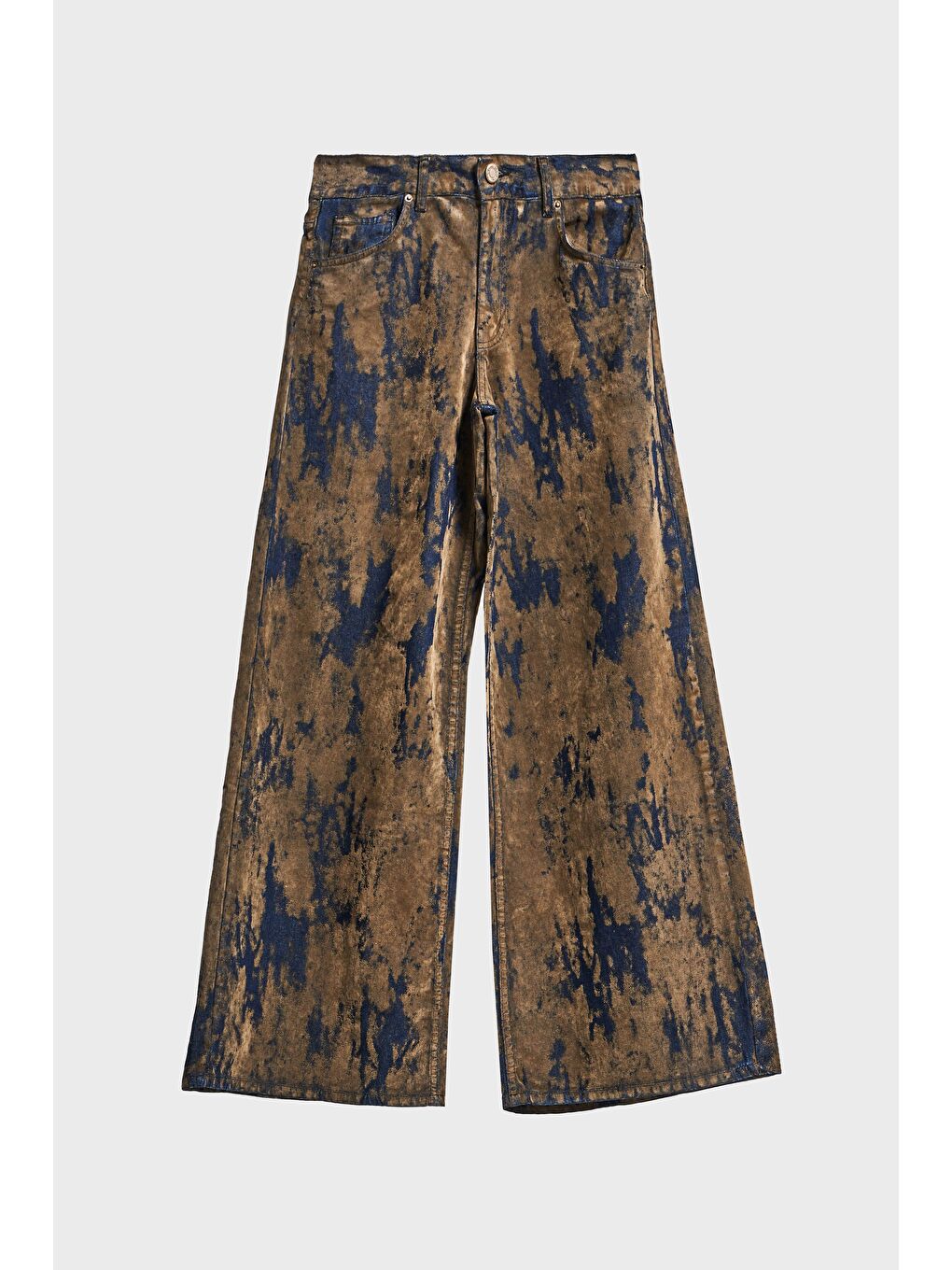 Kahverengi Kadın Kahve Jean Rengi 1w5-15 Palazzo Fit Özel Kumaş Tasarım Denim Jean-1