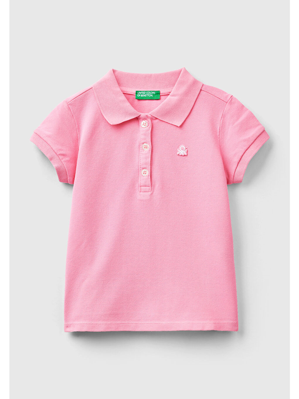 United Colors Of Benetton Pembe Kız Çocuk Pembe Logolu Pike Polo  T-Shirt