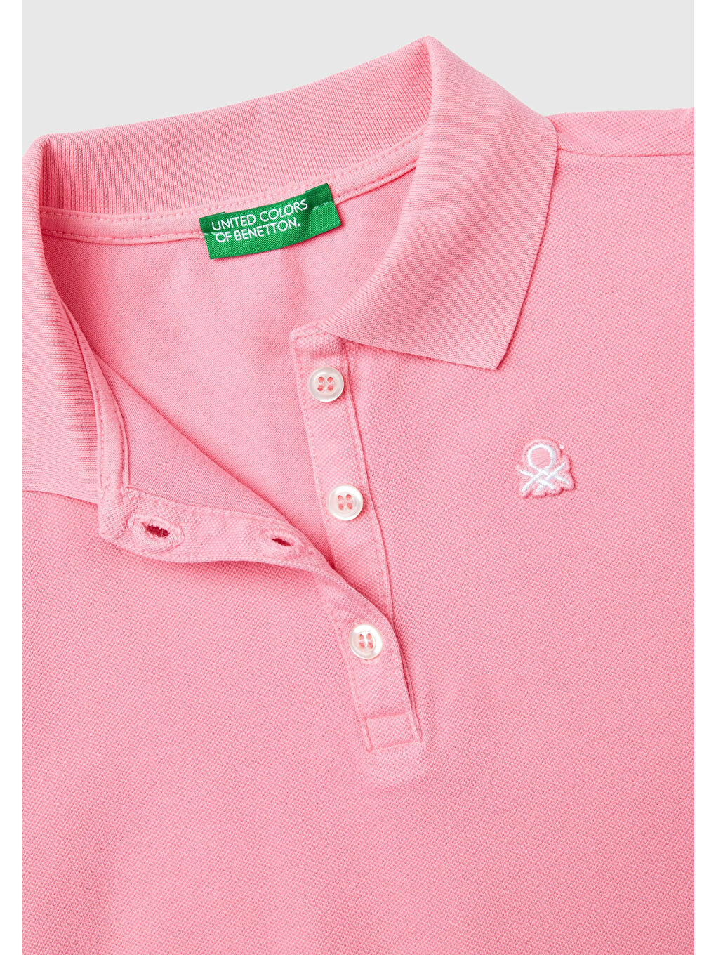 United Colors Of Benetton Pembe Kız Çocuk Pembe Logolu Pike Polo  T-Shirt - 1