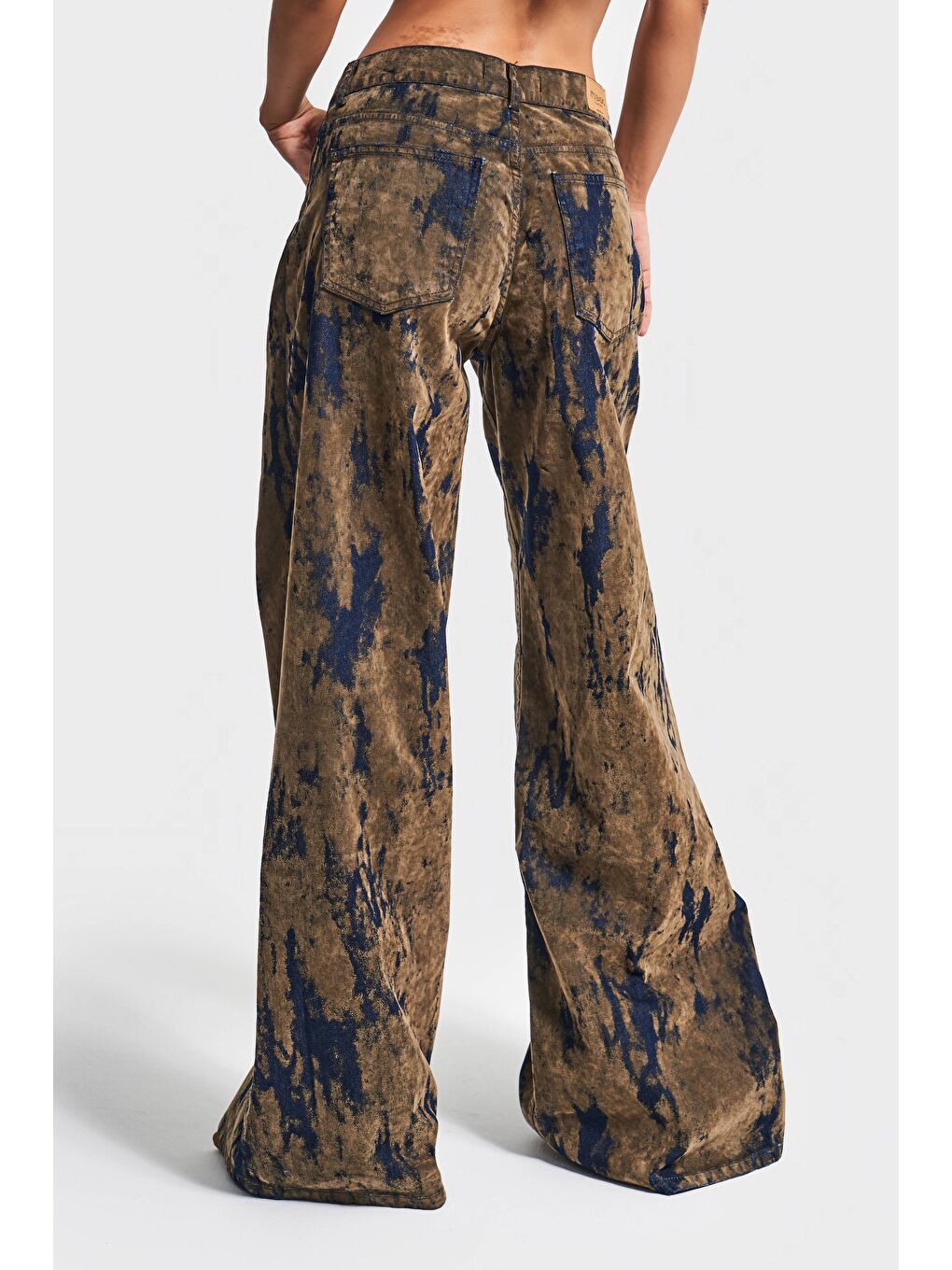 Kahverengi Kadın Kahve Jean Rengi 1w5-15 Palazzo Fit Özel Kumaş Tasarım Denim Jean-3