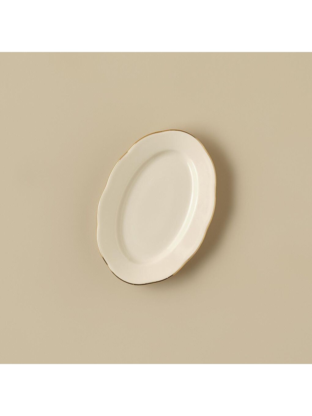 Sarı Clover Porselen Kayık Tabak Gold