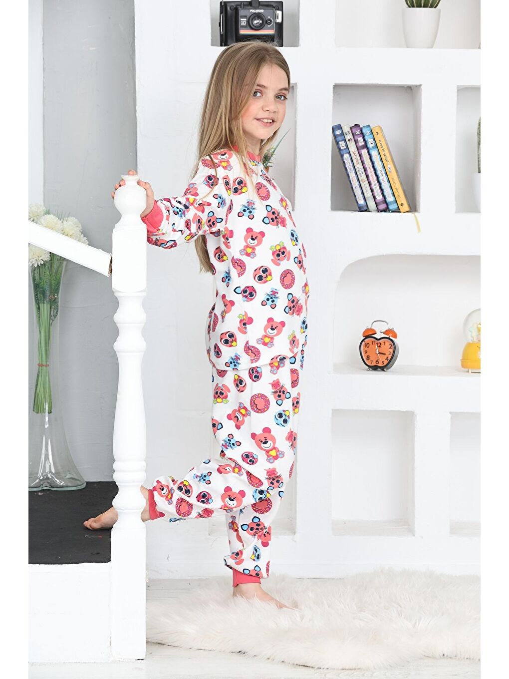 Kapi Kids Fuşya-Beyaz Kız Çocuk Emoji Baskılı Pijama Takımı 1-11 Yaş 4924-26 - 2