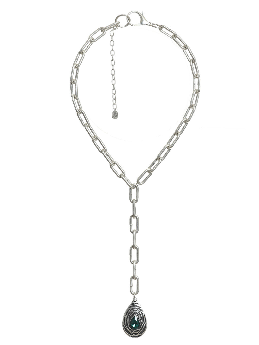 Gri Kadın Antik Gümüş Kaplama 2' li Damla Uçlu Kolye& Choker