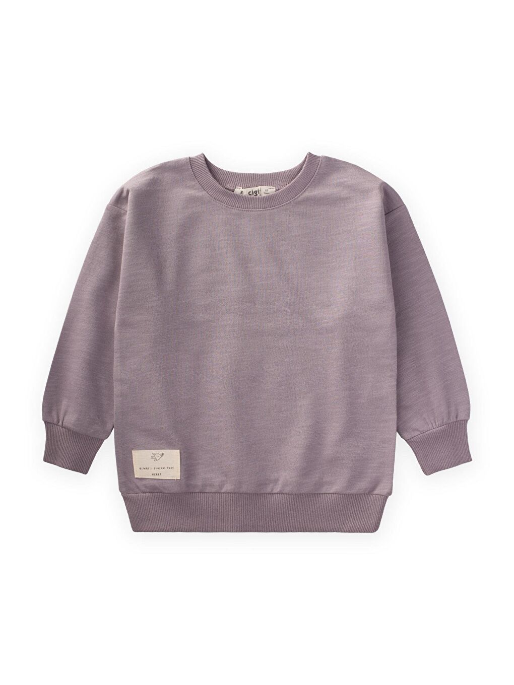 CİGİT Etiket Detaylı Sweatshirt 2-10 Yaş Lila