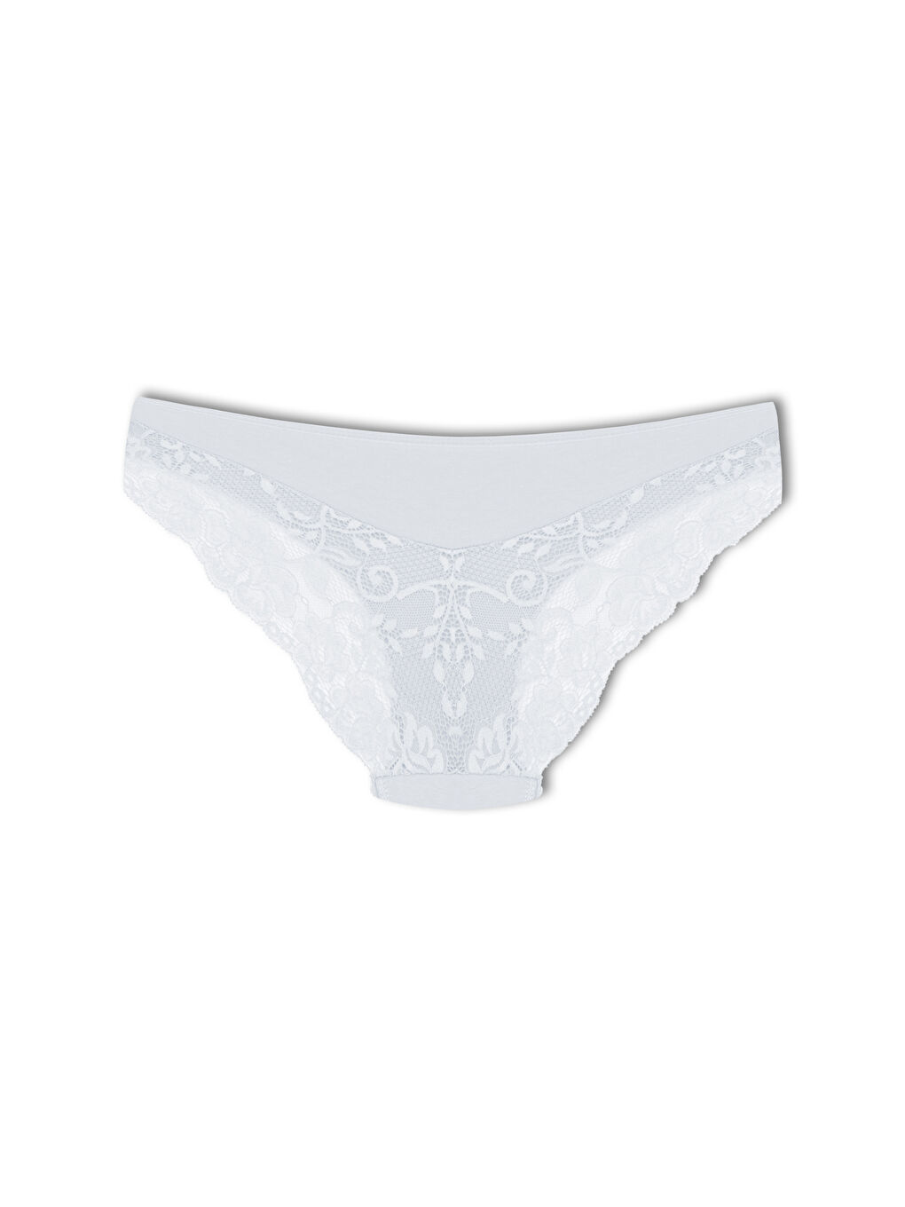 Beyaz Pamuklu Arkası Yarım Dantel Slip Kadın Külot 3'lü-6