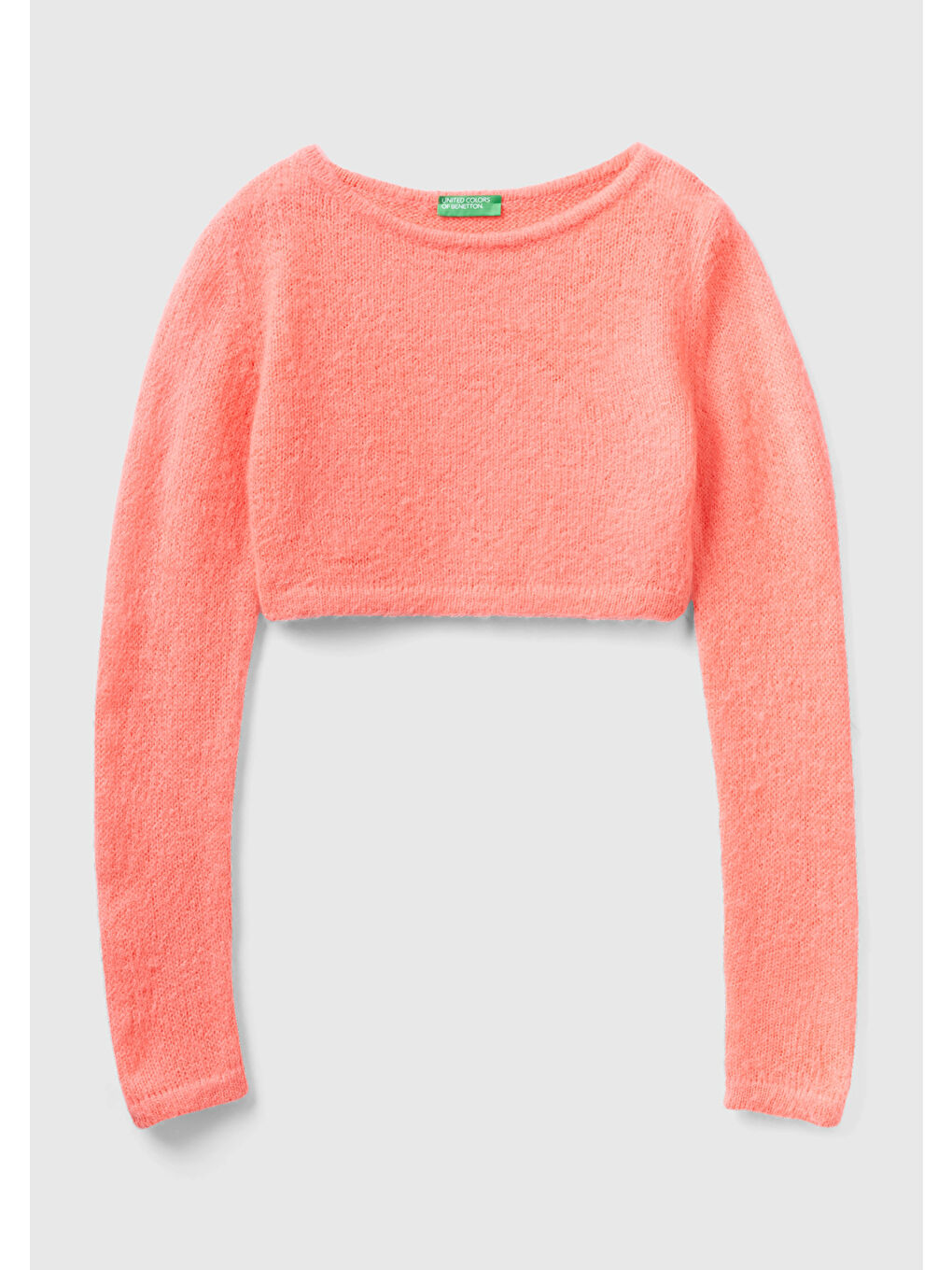 United Colors Of Benetton Pembe Kadın Somon Moher Karışımlı Crop Kazak