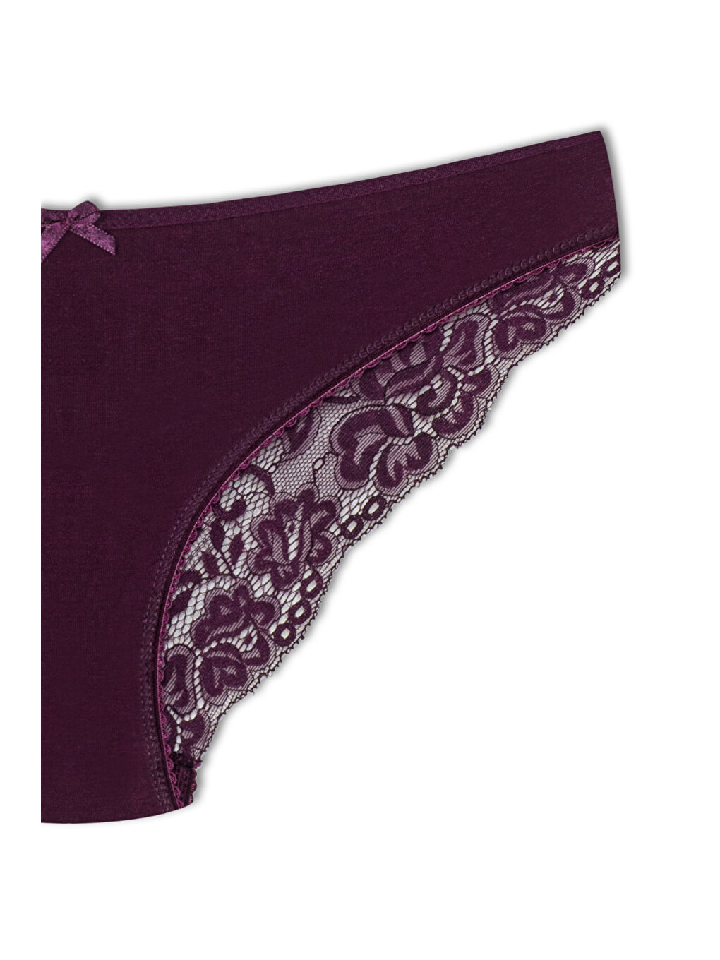 Kırmızı Pamuklu Arkası Yarım Dantel Slip Kadın Külot 5'li-9