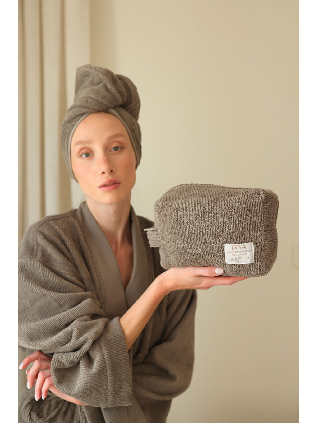 Solena %100 Pamuk Havlu Bakım Çantası Gri