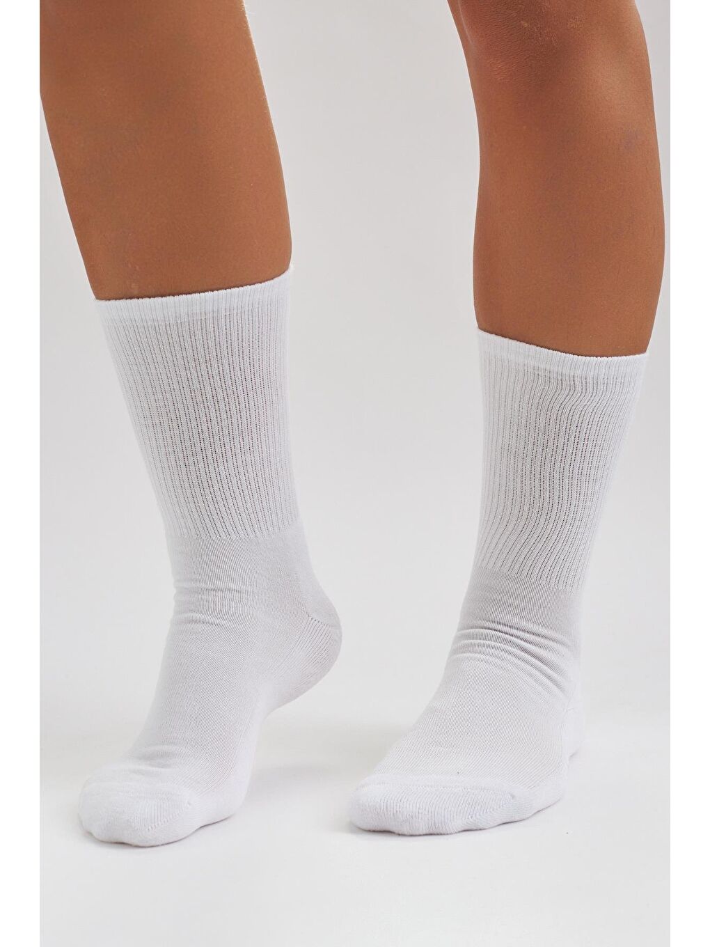 Unisex Havlu Taban Uzun Konç Basic Soket Çorap Beyaz