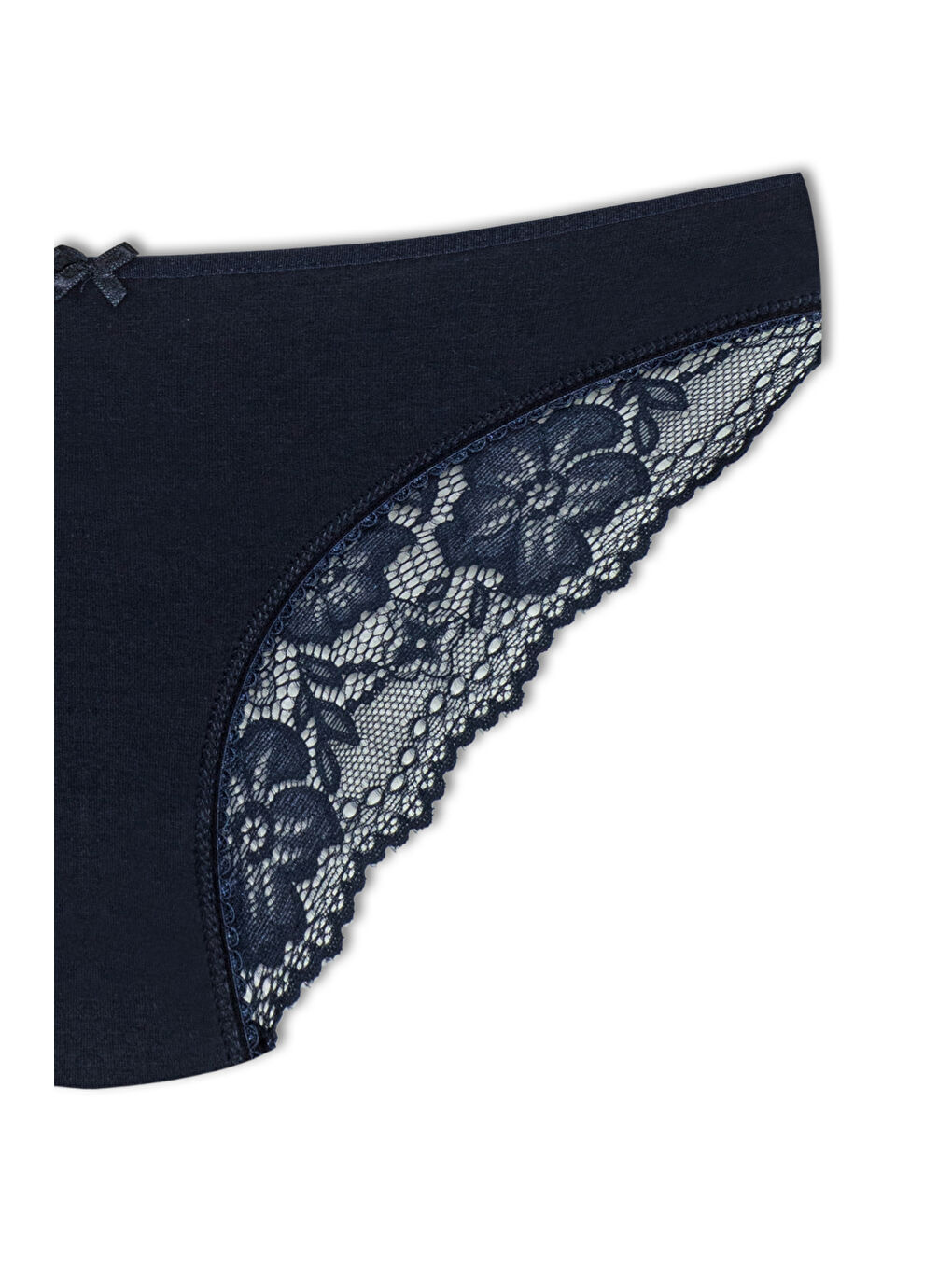 Lacivert Pamuklu Arkası Yarım Dantel Slip Kadın Külot 3'lü-7