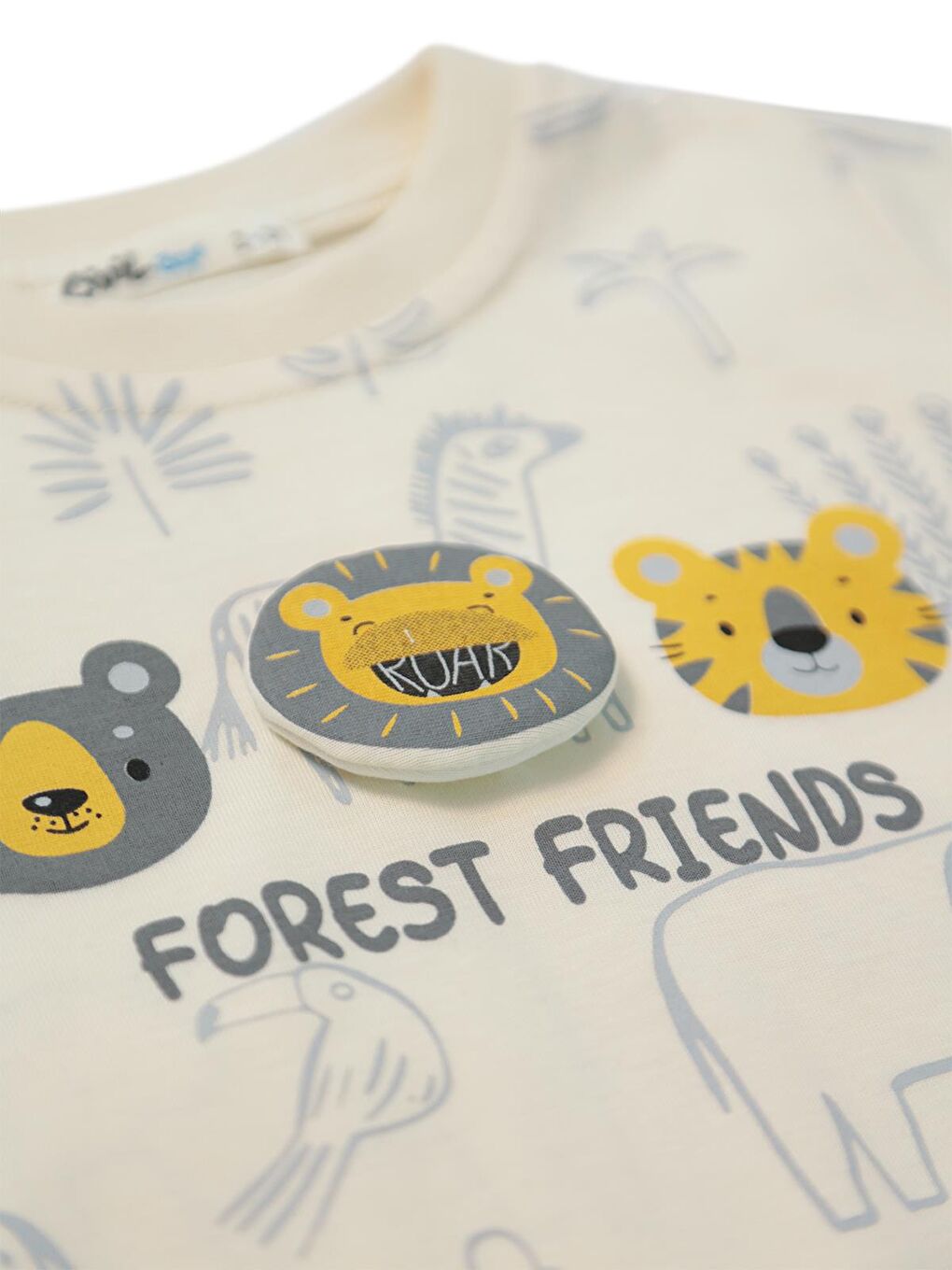 Boys Forest Frıends Baskılı 2-5 Yaş Tişört - Ekru-2