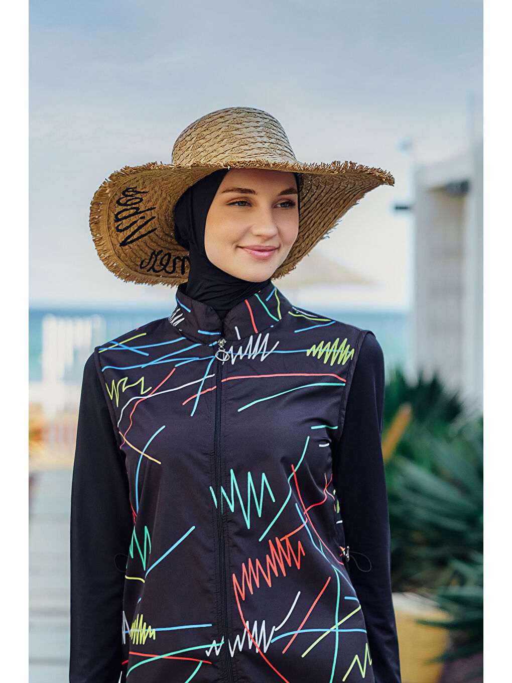 Kahverengi Kenarları Püsküllü Nakış Detaylı Hasır Şapka Plaj Şapkası RŞ-2112 Camel02-4