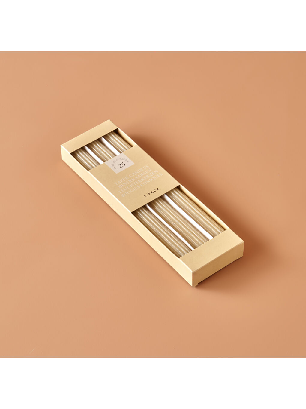 Tiana Şamdan 3'lü Mum Bej (23x23 cm)-2