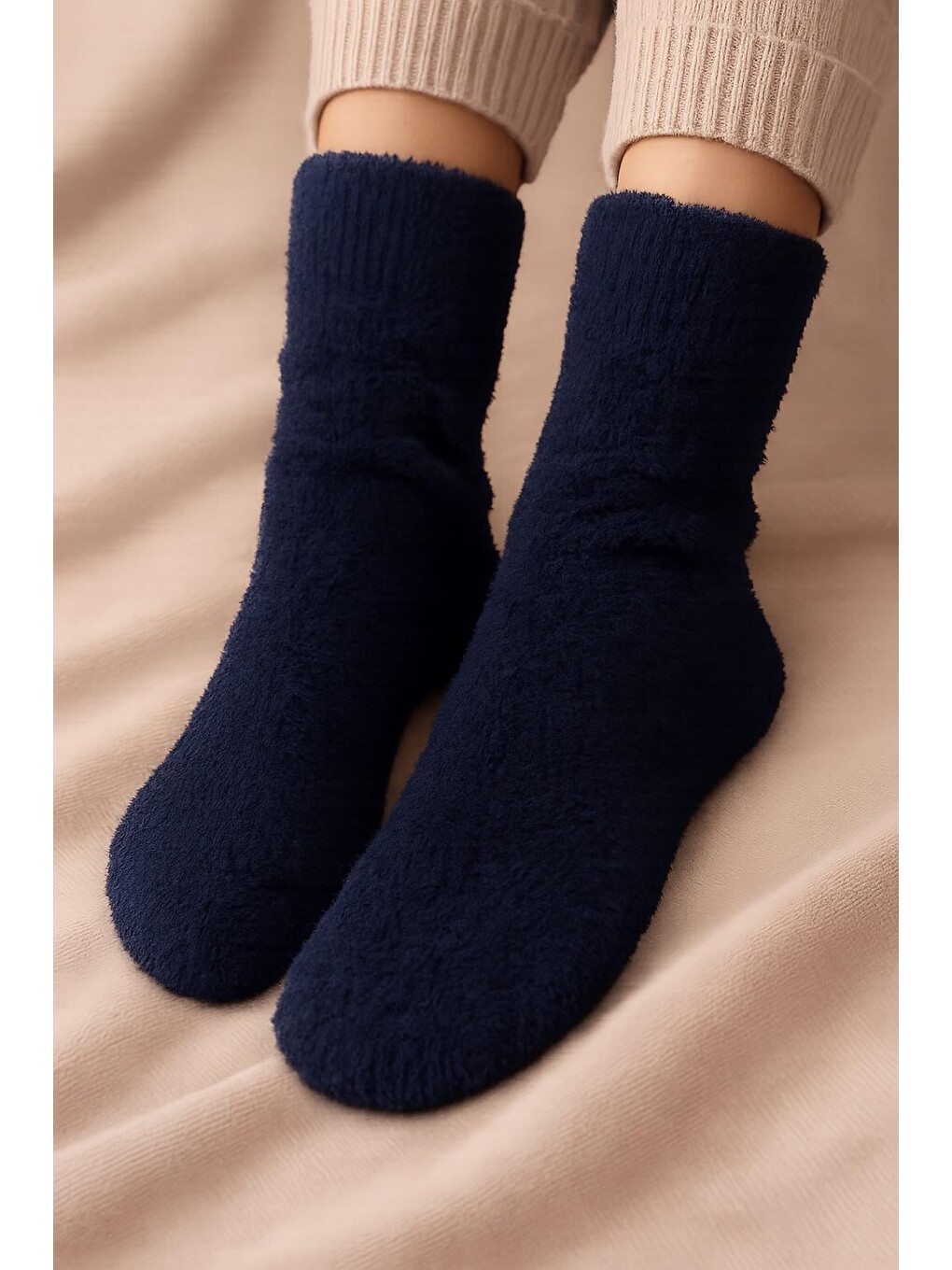 Unisex Kalın Tüylü Soket Çorap Lacivert
