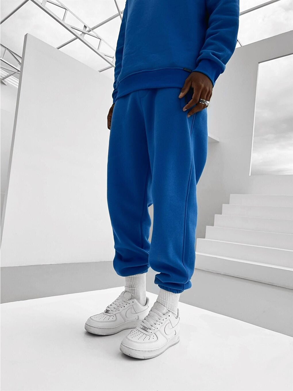 Erkek Basic Jogger Pantolon Mavi-2