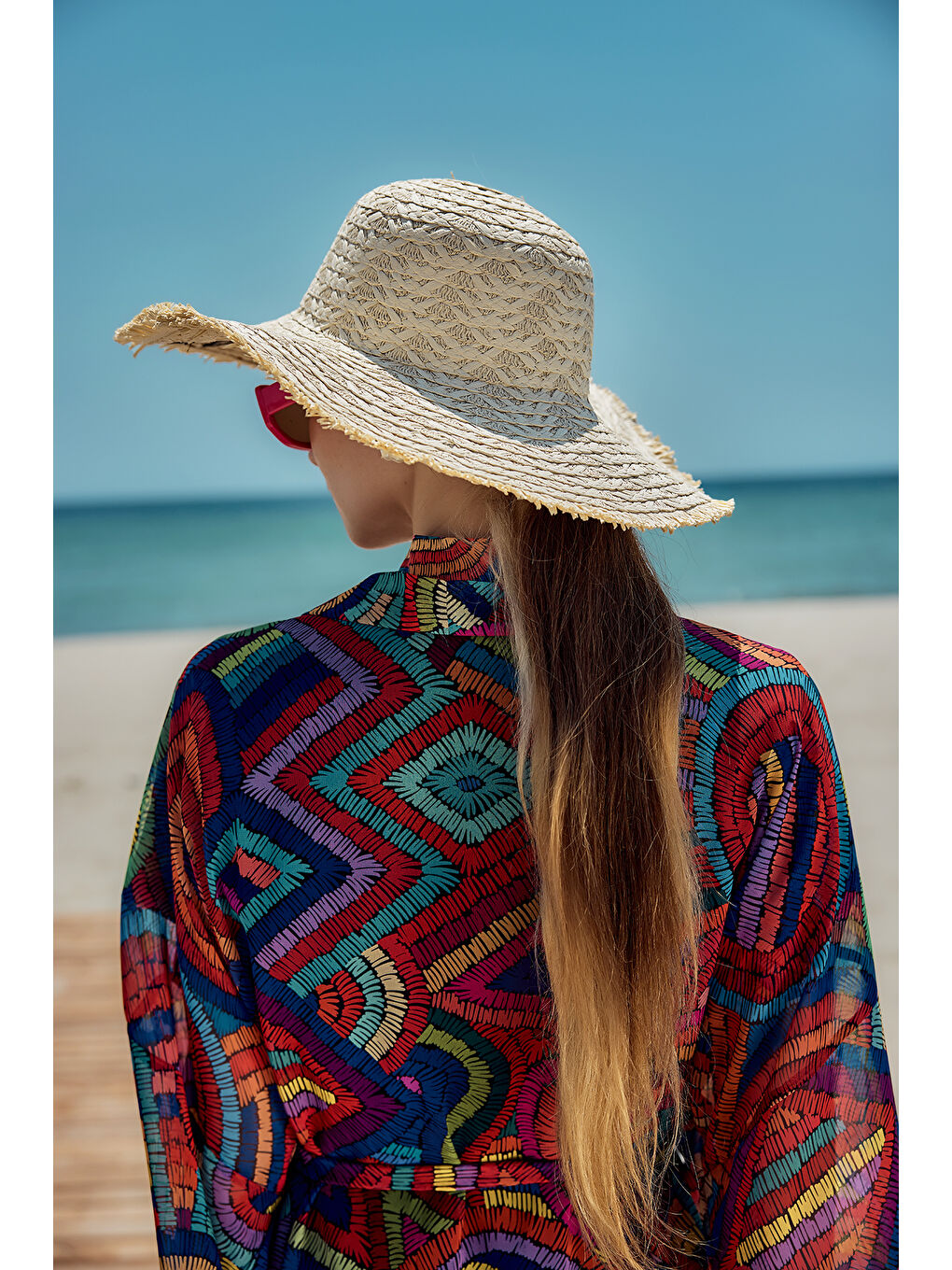 Kenarları Püsküllü Nakış Detaylı Hasır Şapka Plaj Şapkası RŞ-2112 Bej02-2